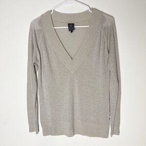 Anne Willi Paris Wool Blend V Neck Sweater Silver Lightweight 6​